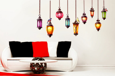 Art Kafe 38 cm Colorful Lanterns Sticker Self Adhesive Sticker(Pack of 1)