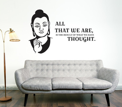 WALLDECORS 60.96 cm BUDDHA IMAGE WITH GOOD THOUGHTS QUOTE Wall Stickers & Murals Self Adhesive Sticker(Pack of 1)