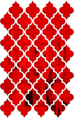 wall1ders 12 cm Jali Pattern 40 Red Acrylic Mirror Stickers for Wall Self Adhesive Sticker(Pack of 40)