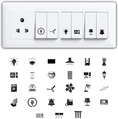 RSB HUB 1.5 cm Switch Sticker For Electric Board Appliances Including 27 Designs Self Adhesive Sticker(Pack of 560)