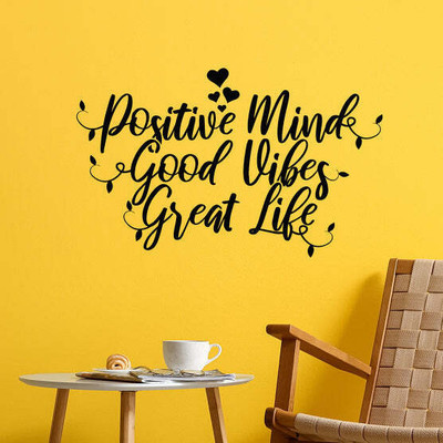 SnappyVinyl 27 cm Positive Mind Good Vibes Great Life Self Adhesive Sticker(Pack of 1)