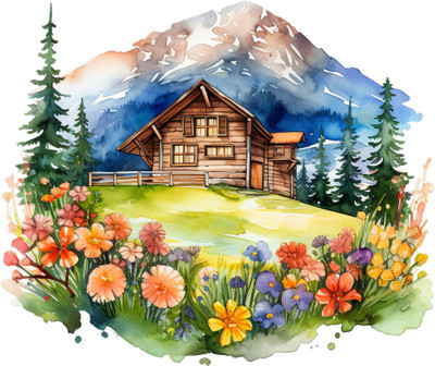 SoFFXia 18 inch Colorful Garden Lawns Nature Designs Wall Stickers for Home, Hall EDD_WS_19932 Self Adhesive Sticker(Pack of 1)