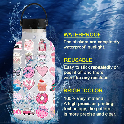 EXO DECOR 5.6 cm Pink Preppy Sticker Adorable Decor Suitable for Mobile Phone Computer & More Non-Reusable Sticker(Pack of 45)