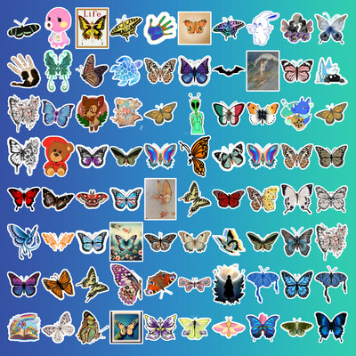 SoFFXia 5.5 cm Butterfly_B Colorful Self-Adhesive for Gifts Cards Scrapbook Daily Decorations Non-Reusable Sticker(Pack of 70)