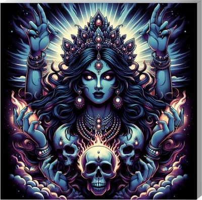 surmul 8 inch Maa Kali With Skull Wall Sunboard Poster For Home, House & Living Room Self Adhesive Sticker(Pack of 1)