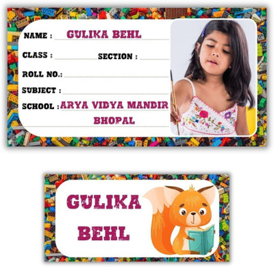 AanyaCentric 10 cm Notebook Name Slip(9.7cm x 5.2cm) and Name Tags(7cm x 3.3cm) Self Adhesive Sticker(Pack of 49)
