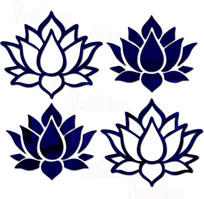 wall1ders 16 cm Lotus Flower Self Adhesive Sticker(Pack of 2)
