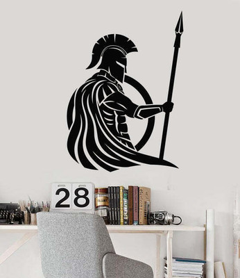 SnappyVinyl 27 cm Spartan Warrior With Spear Self Adhesive Sticker(Pack of 1)