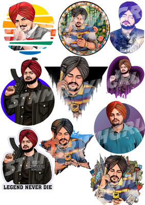 HindK 9 cm Pack of 9 Sidhu moosewala stickers Self Adhesive Sticker(Pack of 9)