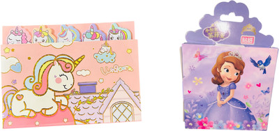 MOREL 4 inch Unicorn Sticky Note and Ice and Snow Children's Rolling Circle Stickers Reusable Sticker(Pack of 2)