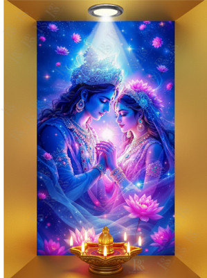 Radhe 61 cm 3D Krishna Radha Wall Sticker Krishna Wall Stickers for Living Room & Bedroom Self Adhesive Sticker(Pack of 1)