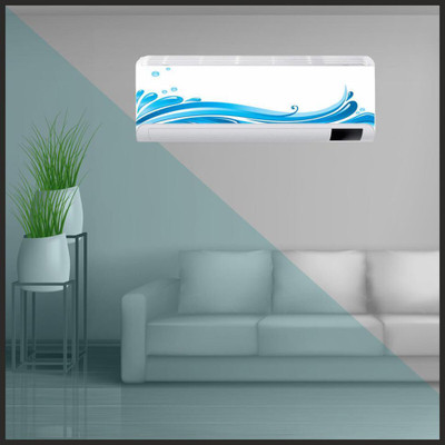Vijaya enterprises 35.56 cm Decorative blue color with water drops ac sticker size (36x14 inch) Self Adhesive Sticker(Pack of 1)