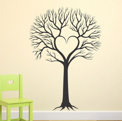 Remer 69 cm Heart with tree wallsticker Self Adhesive Sticker(Pack of 1)