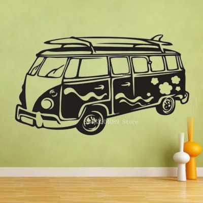 SnappyVinyl 33 cm Surfing Camper Wall Sticker Vinyl Creative Travel Bus Self Adhesive Sticker(Pack of 1)