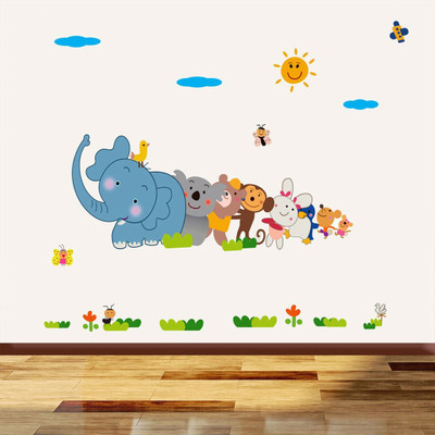 walkart 1 cm jungle animals in a row Removable Sticker(Pack of 1)