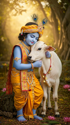 swaroopa 16.5 inch Krishna sticker Self Adhesive Sticker(Pack of 1)