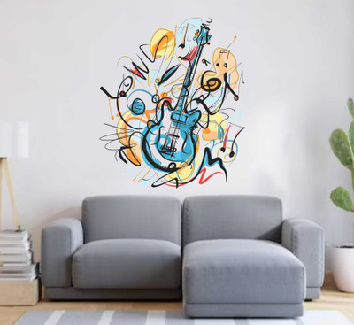 MEHMETDECOR 53 cm Guitar Graffity Wall Stickers & Murals Size - 53x58cm Self Adhesive Sticker(Pack of 1)