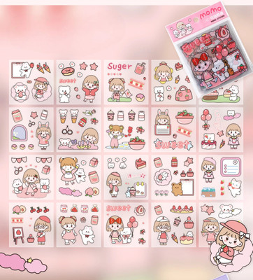 DGSELL CREATIONS 8 cm Style Cute Cartoon Hand Account Book Stickers Decorative Small Pattern Self Adhesive Sticker(Pack of 1)