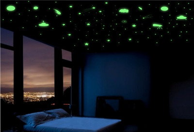 DreamKraft 25 cm Glow in the Dark Moon Telescope Sticker Set with Space Elements & Shooting Stars Self Adhesive Sticker(Pack of 1)