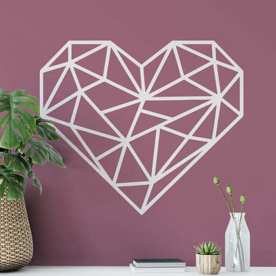 Xskin 47 cm Geometric Polygonal Heart Self Adhesive Sticker(Pack of 1)