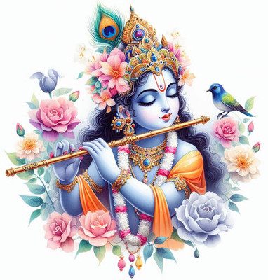 CreativeEdge 61 cm Decorative Beautiful Shree Krishna Wall Sticker Self Adhesive Sticker(Pack of 1)