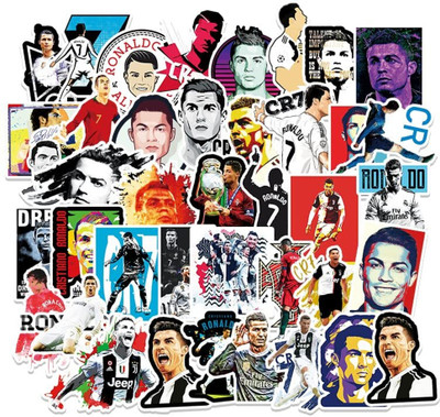 sethienterprise 3 cm Trendy Cristiano Ronaldo Sticker for Laptop/Mobile/Mobile/Journal/Diary etc. Self Adhesive Sticker(Pack of 30)