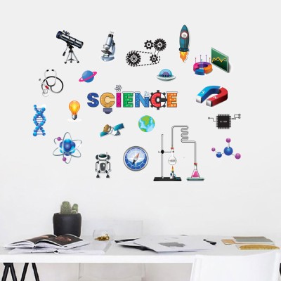 WALMORA 140 cm Science - Technology - Symbols - Education - Wall sticker - WM 551 Self Adhesive Sticker(Pack of 1)