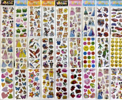 Zixers 3 cm Cartoon Stickers For Kids Craft (27 Sheets & 300+ Stickers) For Art And Craft Self Adhesive Sticker(Pack of 1)