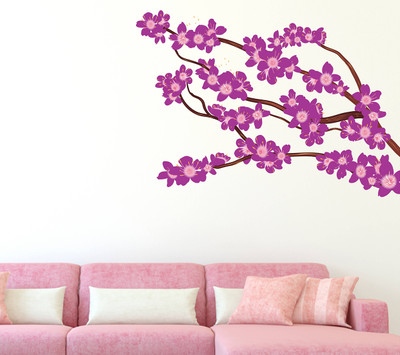 DECORSCART 80 cm Flower | Non -Reusable Sticker Self Adhesive Sticker(Pack of 1)