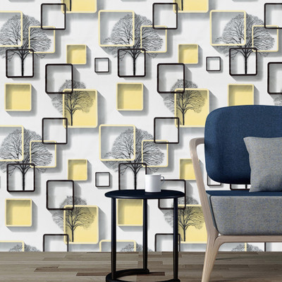 Flipkart SmartBuy 300 cm Wall Stickers Wallpaper Happy Winter Trees and Frames Home DIY Self Adhesive Yellow Self Adhesive Sticker(Pack of 1)