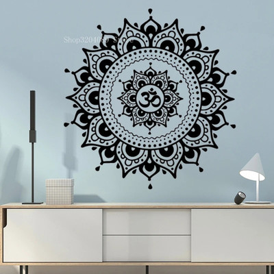 SnappyVinyl 42 cm India Yoga Mandala Flower Wall Sticker Self Adhesive Sticker(Pack of 1)