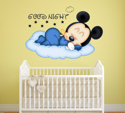 WALLDECORS 60.96 cm CUTE MICKEY MOUSE IMAGE Self Adhesive Sticker(Pack of 1)