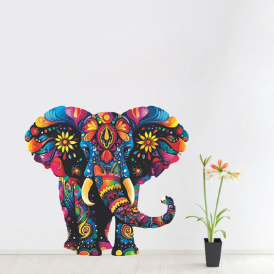 Riditcreation 50 cm Royal elephant Self Adhesive Sticker(Pack of 1)