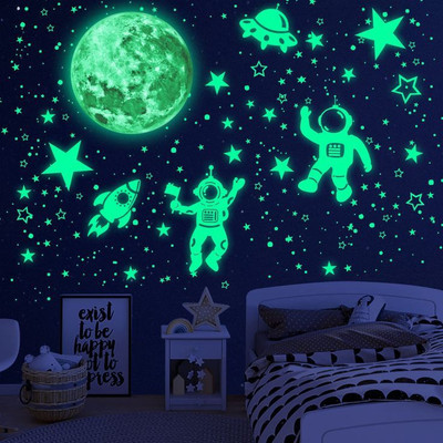 jayp enterprises 30 cm Galaxy of Stars with Decorative Moon Radium Night Glow wall stickers kids Gift Glow in the Dark Sticker(Pack of 300)