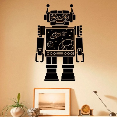 SnappyVinyl 43 cm Robot Self Adhesive Sticker(Pack of 1)