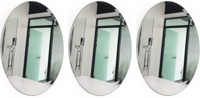 RuHaNest 20 cm Flexible Mirror Sheets Self-Adhesive Plastic Mirror Tiles Non-Glass Mirror Self Adhesive Sticker(Pack of 3)