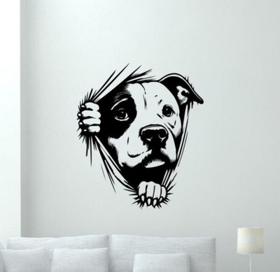 SnappyVinyl 65 cm Pitbull Wall Self Adhesive Sticker(Pack of 1)