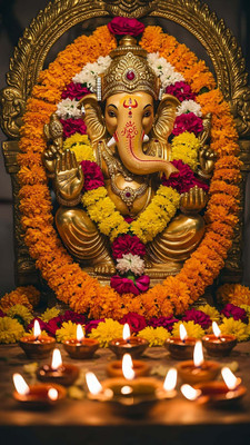 swaroopa 16.5 inch Lord Ganesha Sticker Self Adhesive Sticker(Pack of 1)