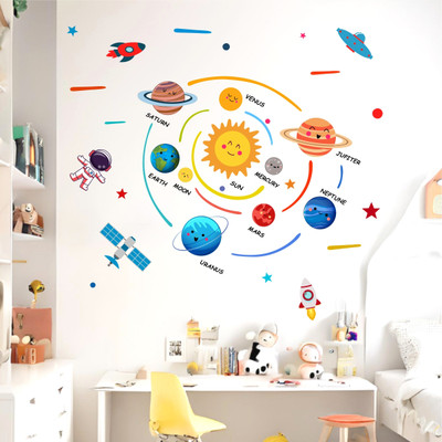 new way decals 120 cm Solar System With Planet Names For Nursery, Montessori Kids Self Adhesive Sticker(Pack of 1)
