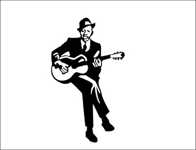 Vijaya enterprises 91 cm Music guitar player wall sticker for living room, home (53x91 cm ) Self Adhesive Sticker(Pack of 1)