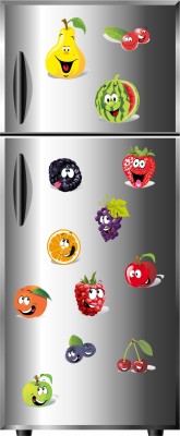 SAI DESIGNS 99 cm fruits emojisrefrigerator design(58x152) Self Adhesive Sticker(Pack of 1)