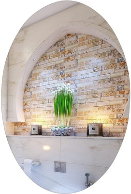 BCC TRADERS 30 cm Tiles Non-Glass Mirror Stickers for Home Decoration (Oval Shape) Self Adhesive Sticker(Pack of 1)