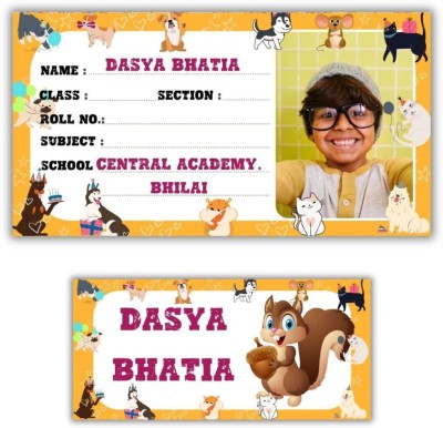 AanyaCentric 10 cm Notebook Name Slip(9.7cm x 5.2cm) and Name Tags(7cm x 3.3cm) Self Adhesive Sticker(Pack of 49)