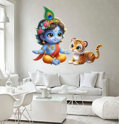 Krishna Sticker 60 cm Little Krishna Cute Krishna Baby Krishna Self Adhesive Sticker(Pack of 1)
