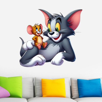 Krishna Sticker 48 cm Tom And Jerry Cartoon Self Adhesive Sticker(Pack of 1)