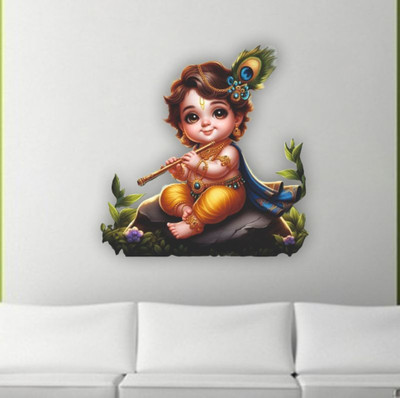 Riditcreation 48 cm Cute Krishna Self Adhesive Sticker(Pack of 1)