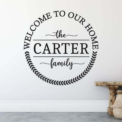 Xskin 40 cm Personalised Family Name Welcome Self Adhesive Sticker(Pack of 1)