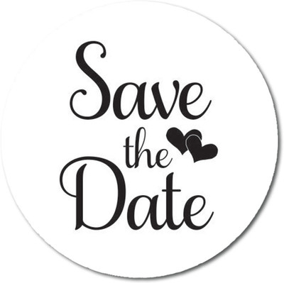 Darling Souvenir 5 cm Round DIY White Heart Calligraphy Save The Date Label Stickers Self Adhesive Sticker(Pack of 45)