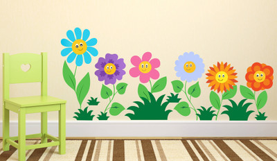Littlebuds 60 cm Happy Flower Removable Sticker(Pack of 1)