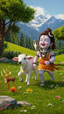 swaroopa 16.5 inch Shiv Shankar Sticker Self Adhesive Sticker(Pack of 1)